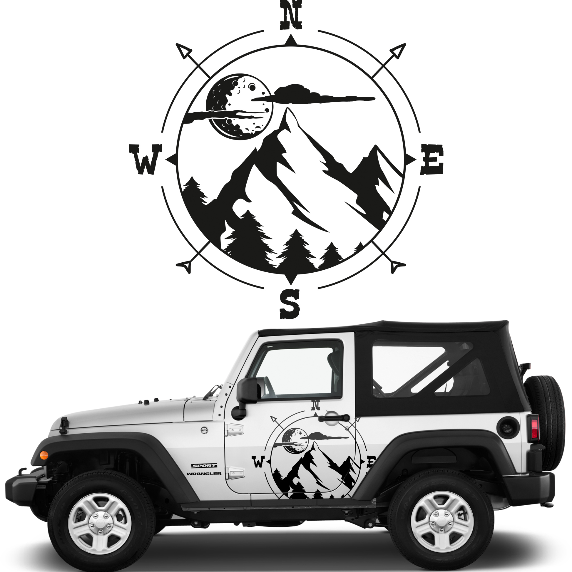 Samolepky Na Bok Auta Růže Větrů 60x60 cm