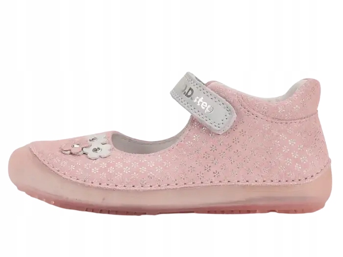 Baleriny skórzane barefoot Dla Dziewczynki D.D Step Metallic Pink R.36