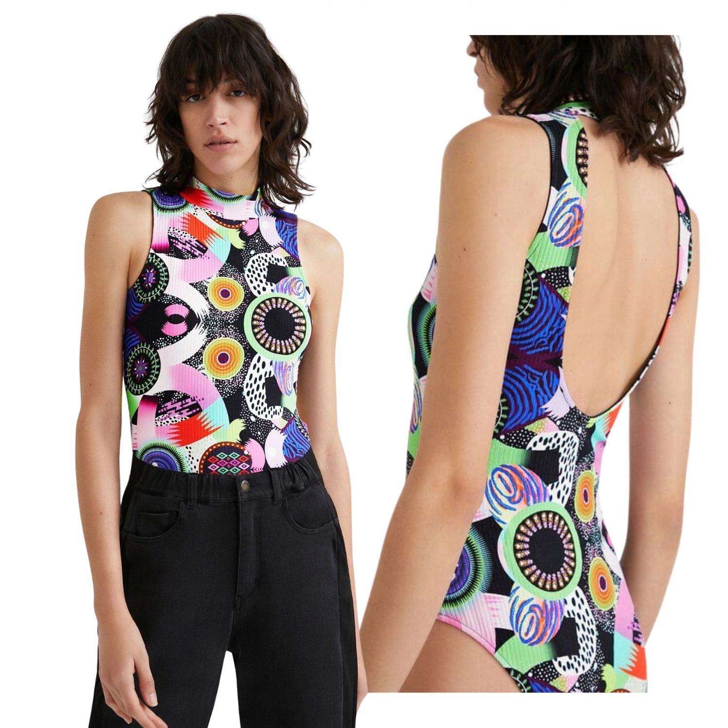 Dámské body Desigual x Lacroix Niza s žebrovanými odhalenými zády vel. XL
