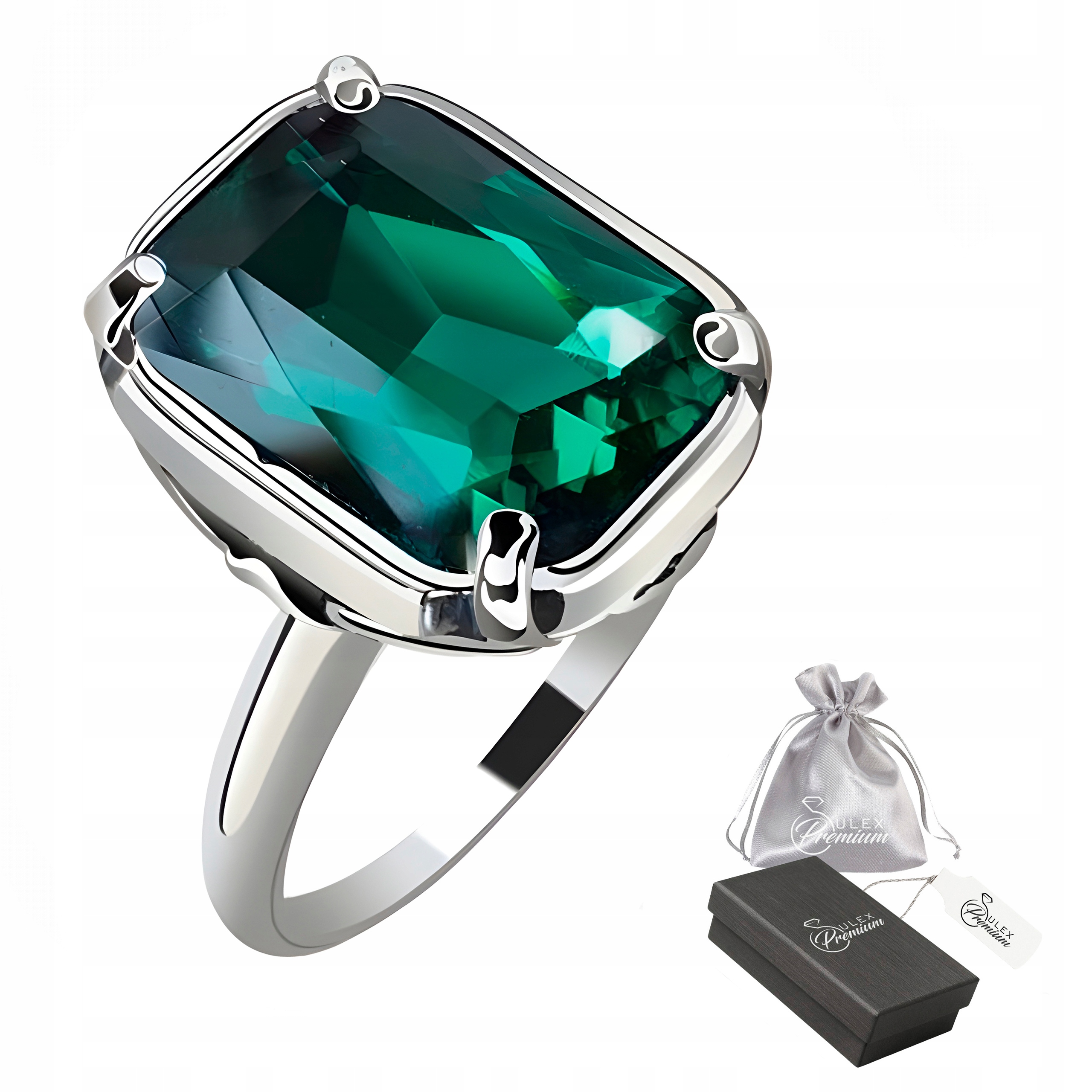 Prstýnek pr.925 Křišťál barva Lahvová Zeleň Smaragd vel. 16