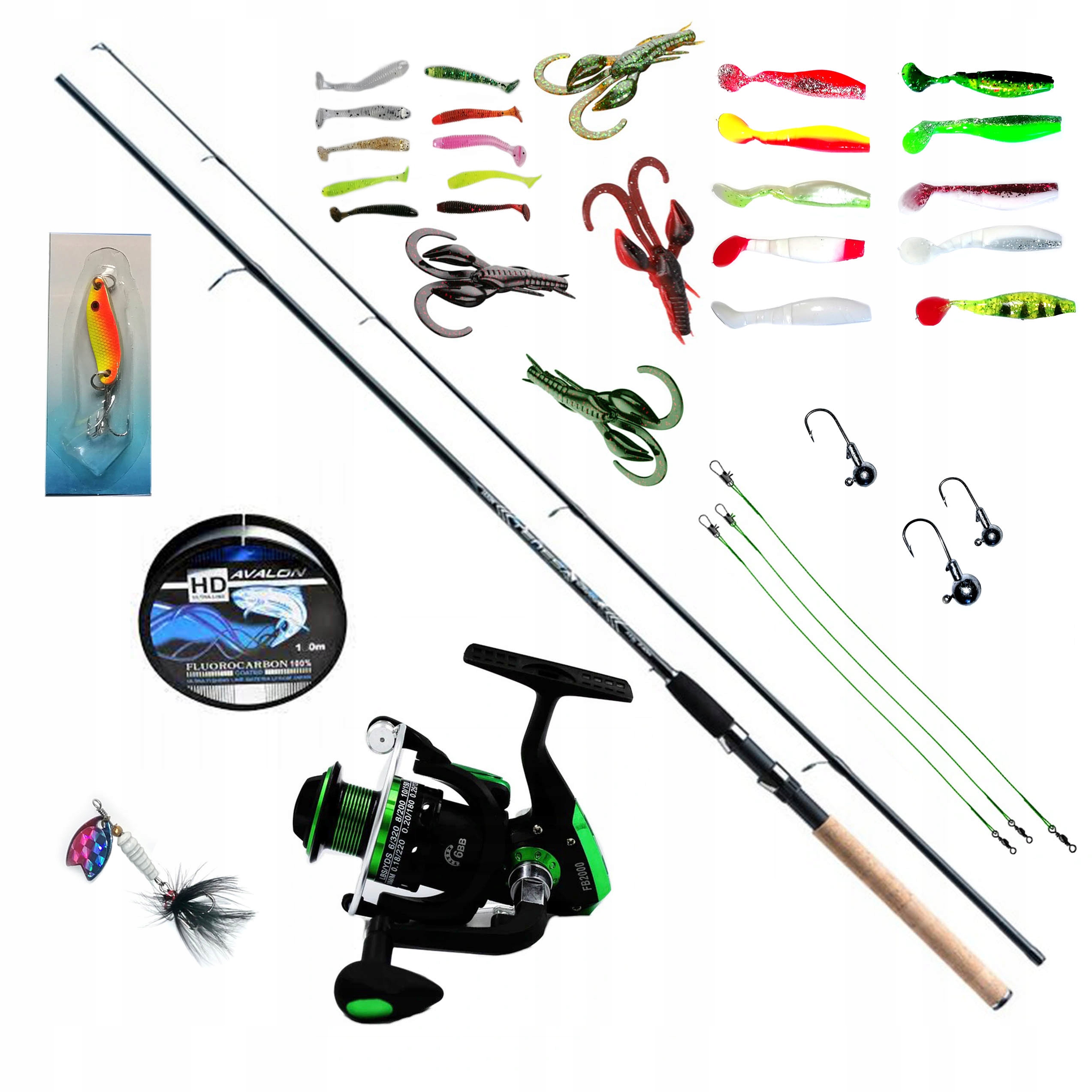 Zestaw Spinning Jaxon Wędka 2,4m +36 elementów Zmt