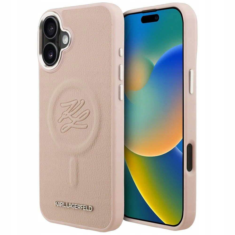 Pouzdro Karl Lagerfeld Initial & Metal Logo MagSafe pro iPhone 16 Plus, růžové