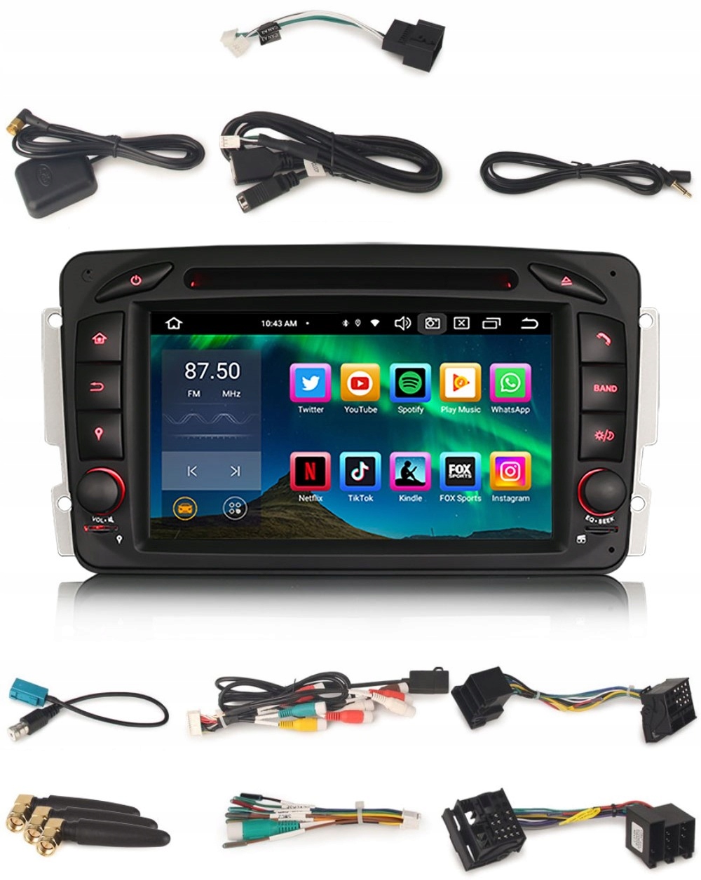 Rádio 7" 2DIN Android 4/64GB Mercedes Benz W203 W209 Vito Viano Carplay Lte