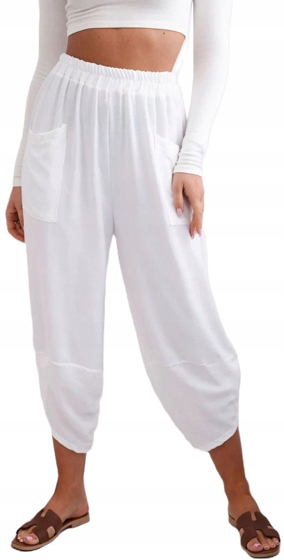 SPODNIE TULIPANY ALLADYNKI Z KIESZENIAMI SZARAWARY SZEROKIE PUMPY BAGGY U