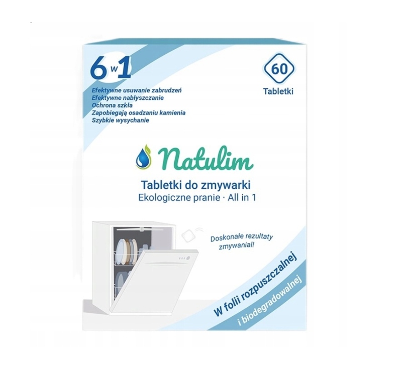 Tabletki do zmywarki Natulim 6w1 ekologiczne 60 sztuk (2x30sztuk)