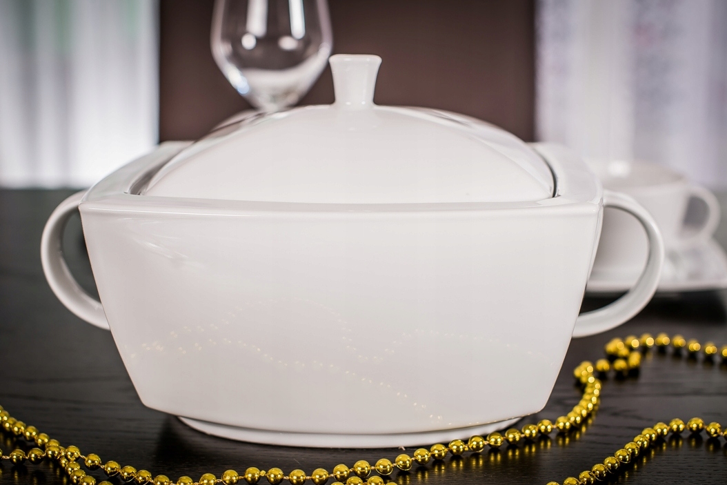 LUBIANA VICTORIA WAZA STOŁOWA 2,7 LITRY PORCELANA BIAŁA CLASSIC