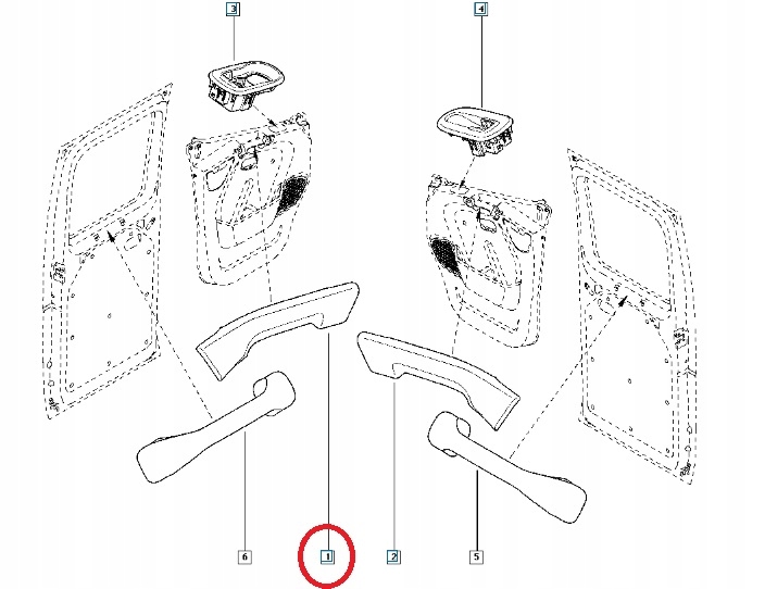 ZASLEPKA UCHWYT DRZWI MASTER III MOVANO LEWY ORYG Strona zabudowy przednie lewe