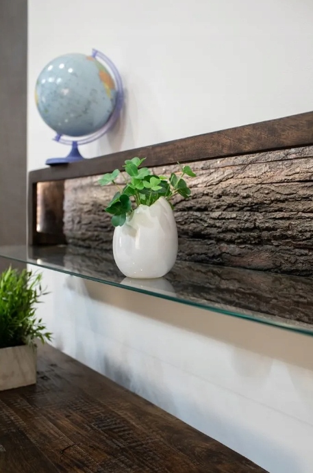 Półka drewniana Szklana podświetlana półka Kora Dula Kolekcja Dula