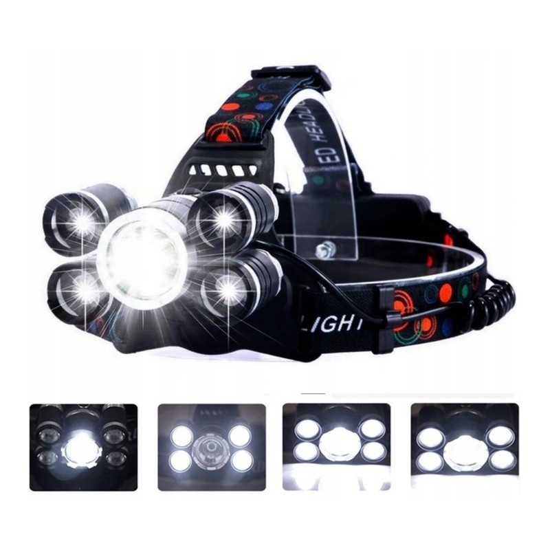 LATARKA CZOŁOWA 5 LED ZOOM MOCNA LAMPKA REFLEKTOR CZOŁÓWKA WODOODPORNA Cechy dodatkowe wodoodporność