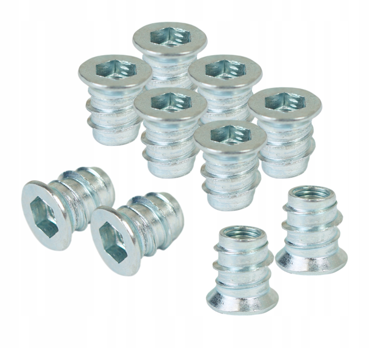 1000x Nátrubek dvouzávitová šroubovací s přírubou, vrut do dřeva M6x12