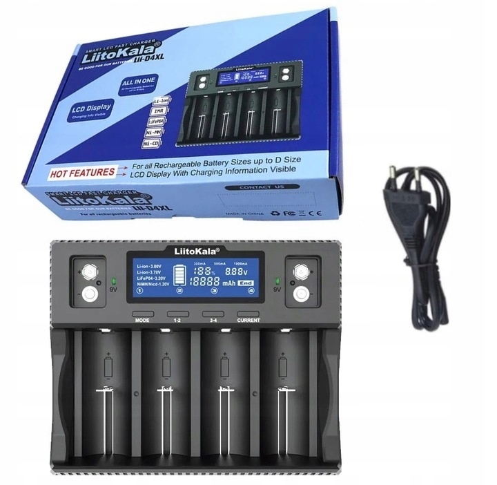 LiitoKala Lii-D4XL Univerzální Nabíječka Článků Akumulátorů Li-Io Aaa 18650