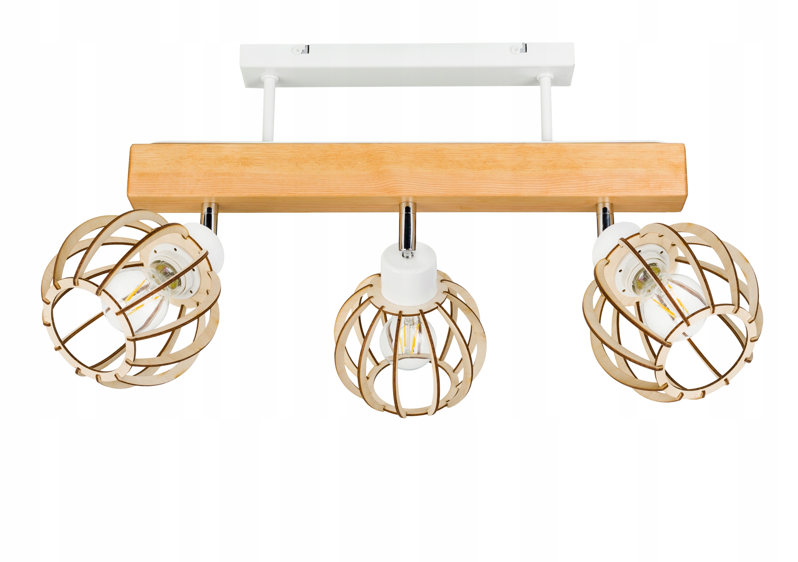 Dřevěná stropní lampa Lustr Stropní Svítidlo Loft bílá na 3x Klosz E27