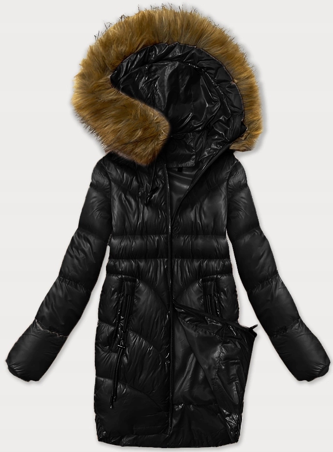 Péřová Bunda Kapuce B8259 Černá XXL (44)