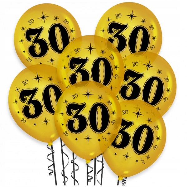 

Balon urodzinowy 30 metaliczny złoty 5 sztuk
