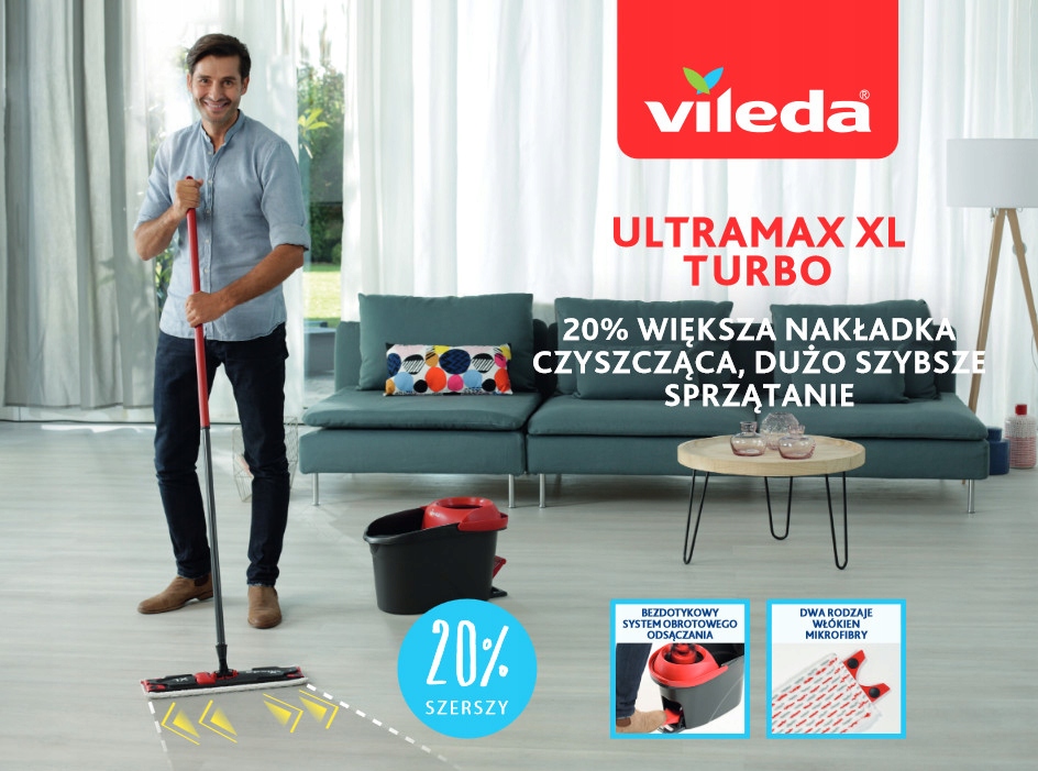 Mop Vileda Ultramax Turbo XL obrotowy płaski 42cm 10604297401 