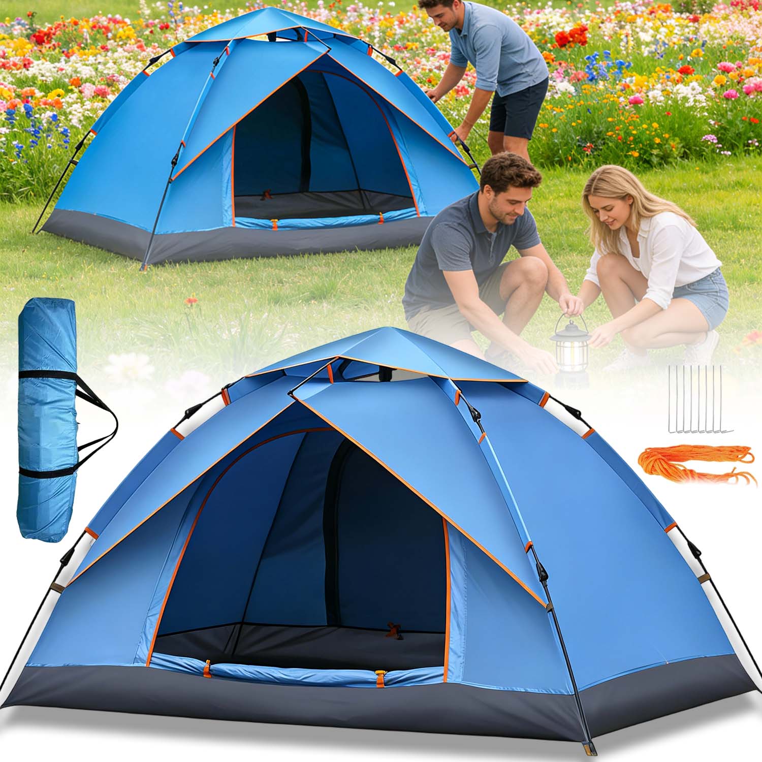 Namiot Kempingowy Dla 3-4 Osób Automatyczne Rozkładanie Ochrona Uv