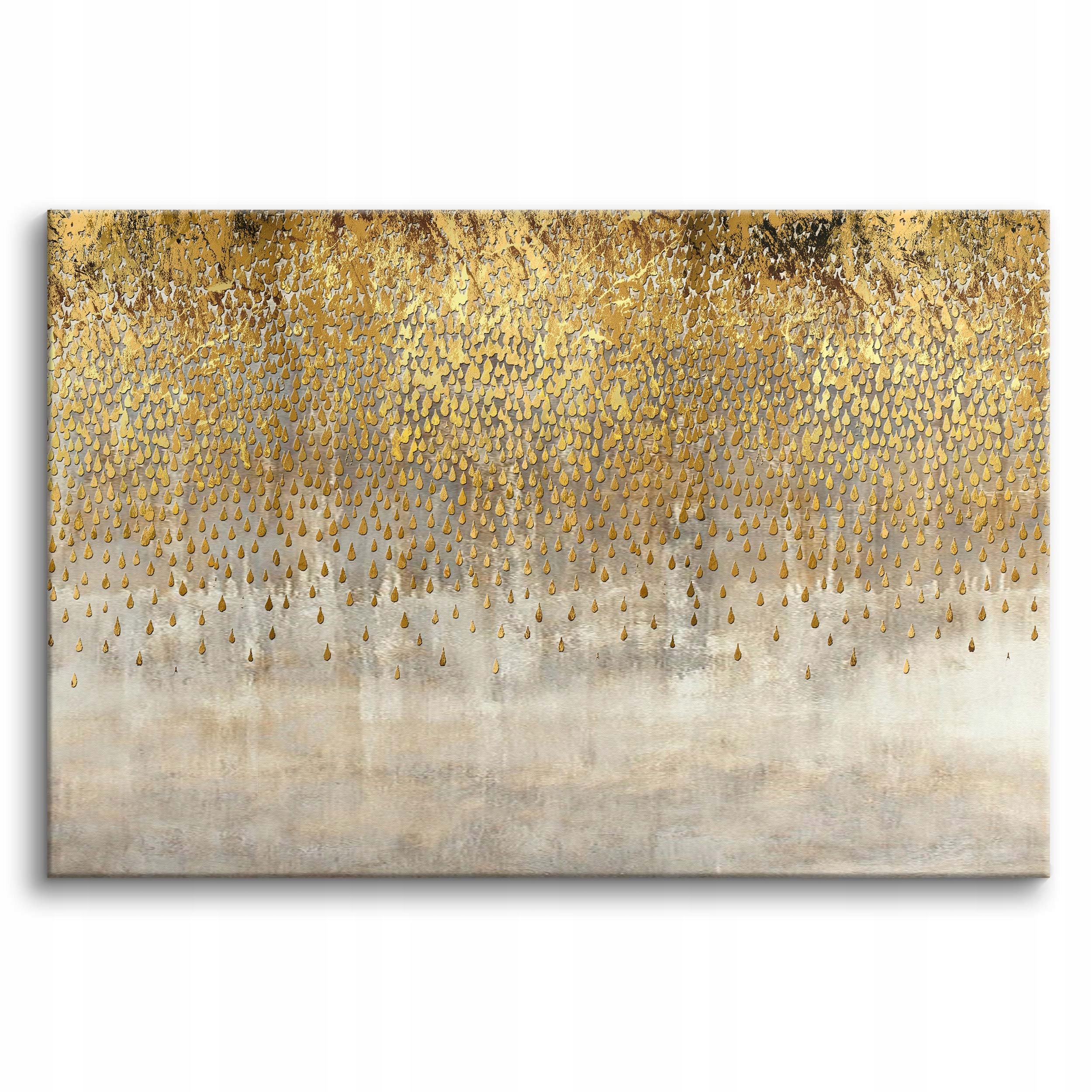 Stylowy Obraz Złote Krople Beż Wnętrze Glamour Nowoczesne 80x120