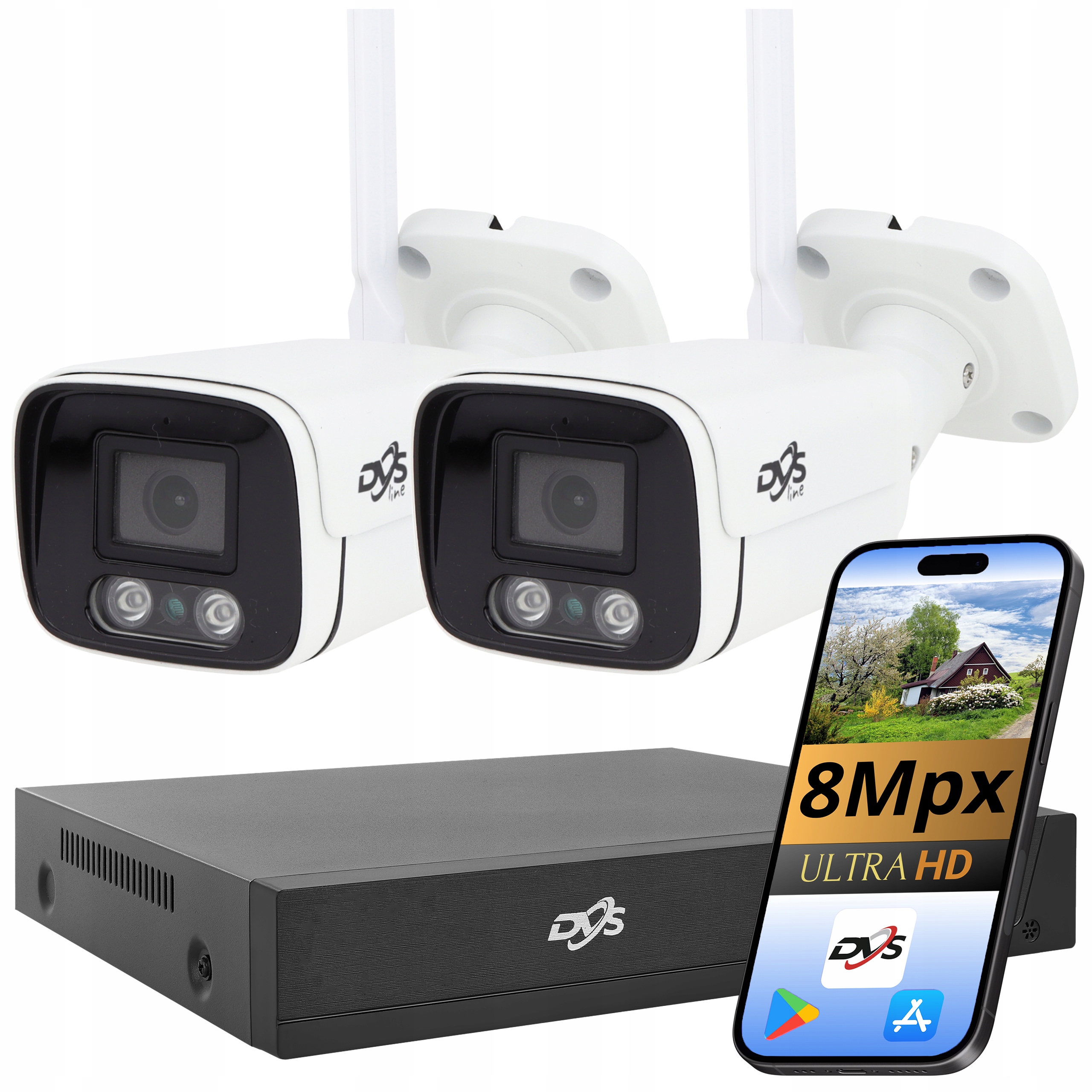 Sada Wifi Kamer Dvs 4K 8Mpx Pro Monitorování Domácnosti 2 Kamery Venkovní Tuba
