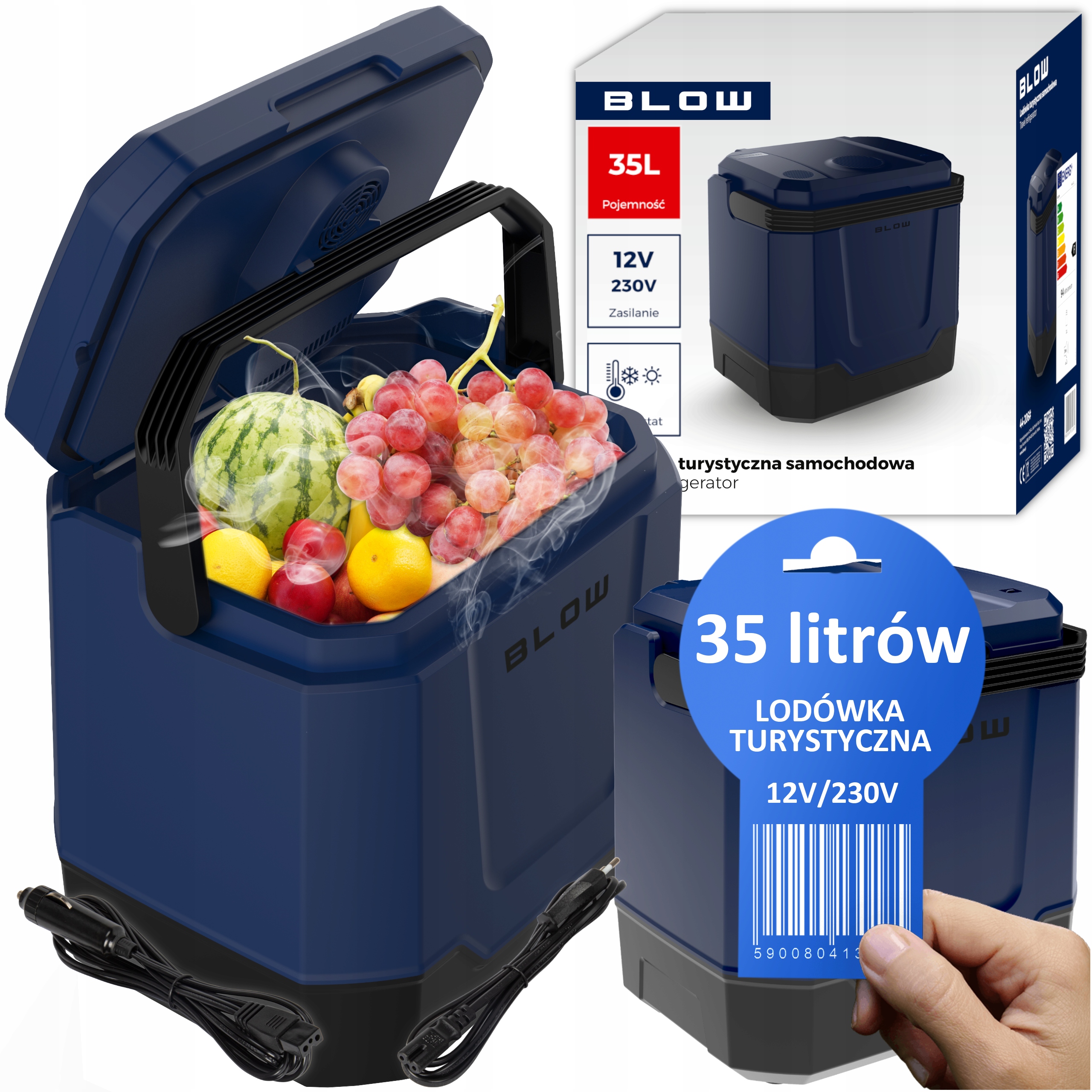 Lodówka Turystyczna Samochodowa Z Funkcją Grzania Przenośna 35L 12V 230V