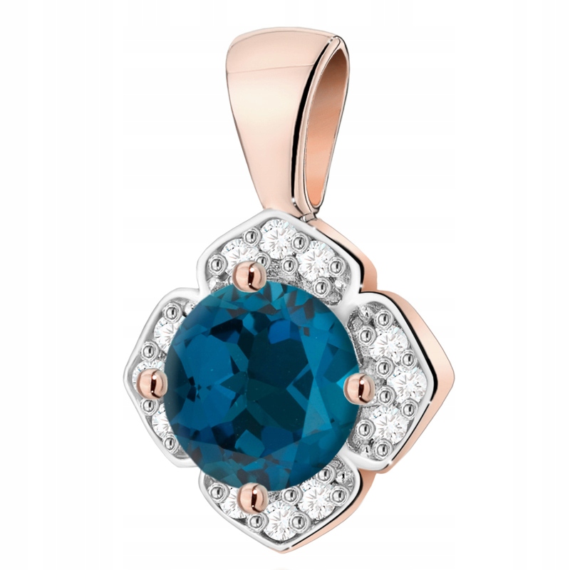 Zlatý Přívěsek Přívěsek pr. 585 Květina Brilianty 0,06 ct a Topaz 0,50 ct