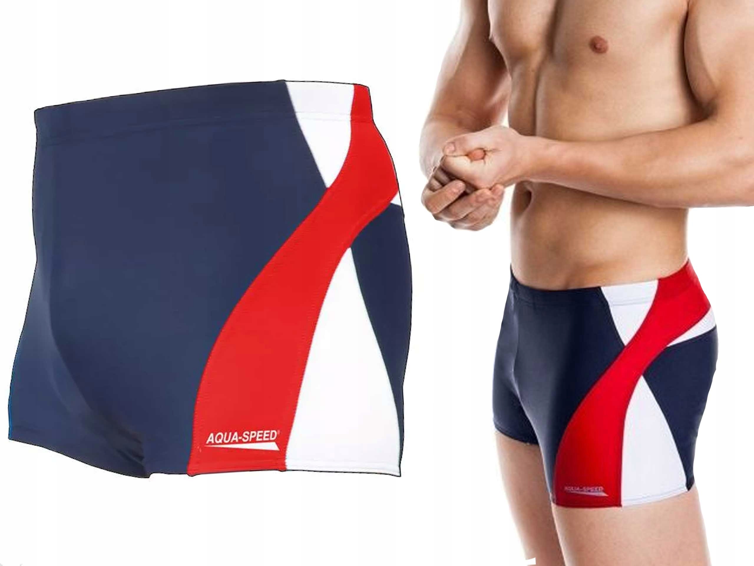 Kąpielówki męskie na basen Alex 456 Red-white M