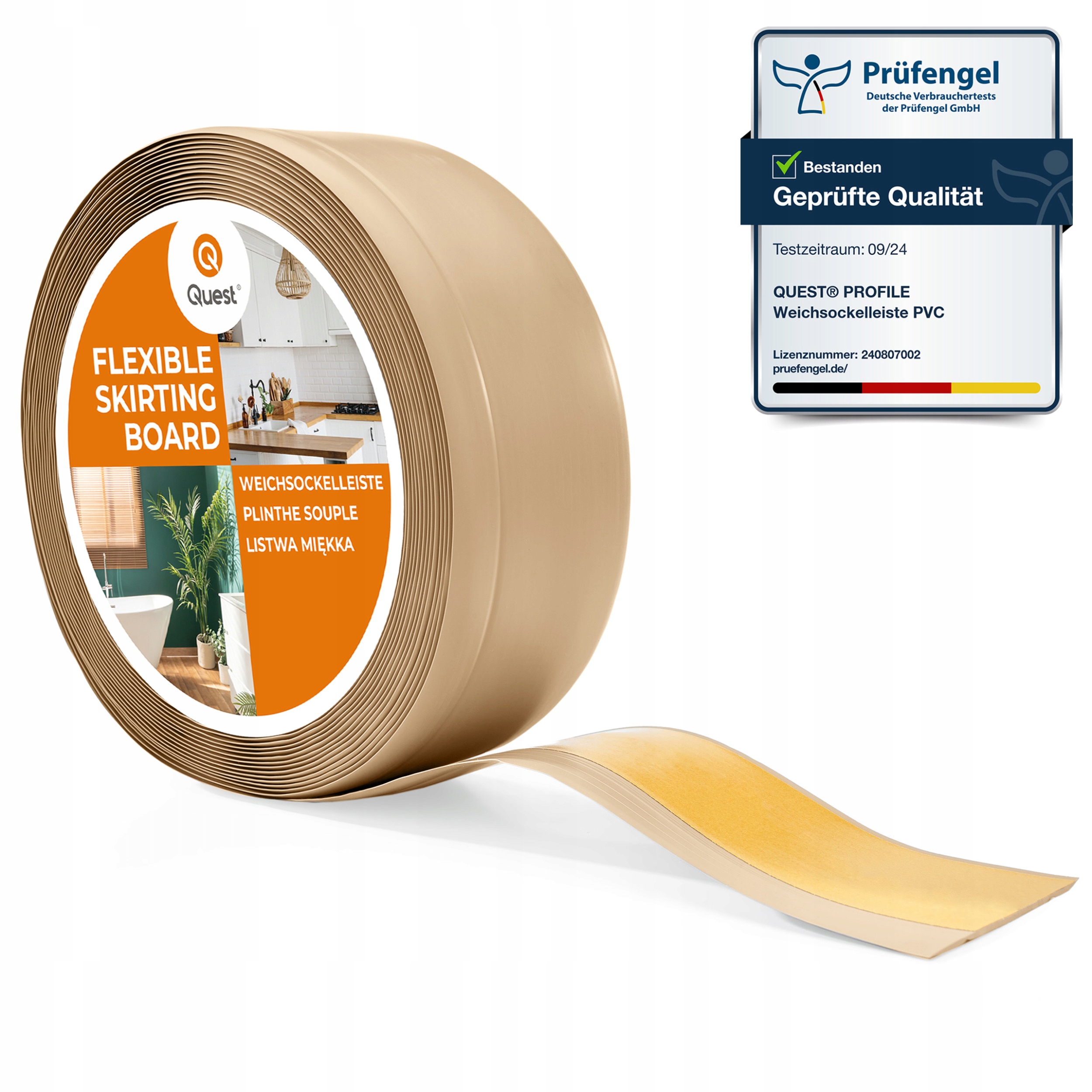 Podlahová lišta samolepicí Pvc 70x20mm, písková-kašmír, 15m