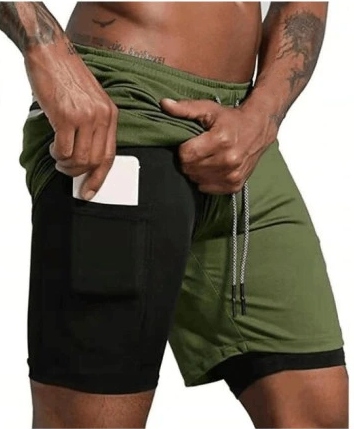 Męskie Dwuwarstwowe Oddychająca Spodenki Trening