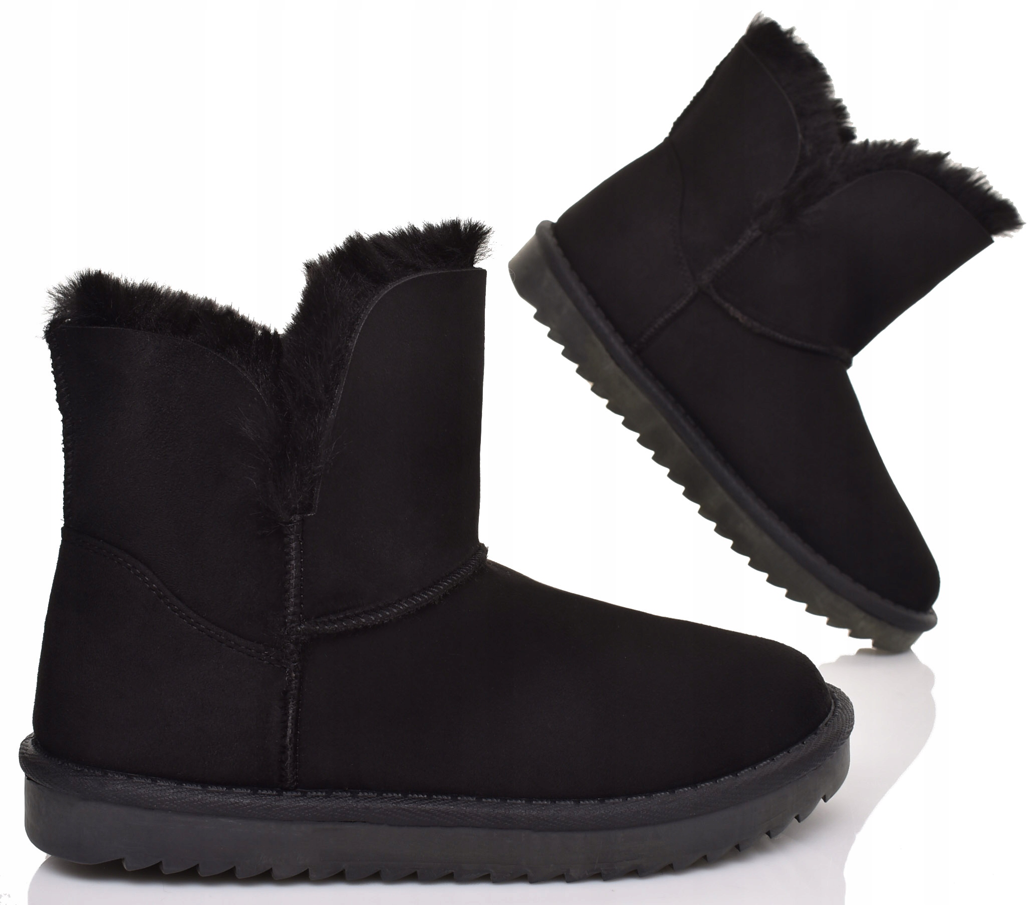 

Damskie Solidne Emusy Mukluki Śniegowce Czarne