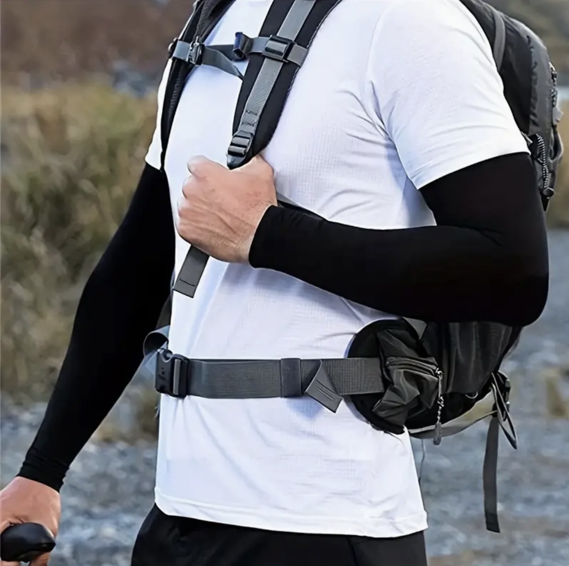 Ochronny RĘKAW zakrywający tatuaż Mundur policyjny na rower motocykl BIAŁE! Rozmiar uniwersalny