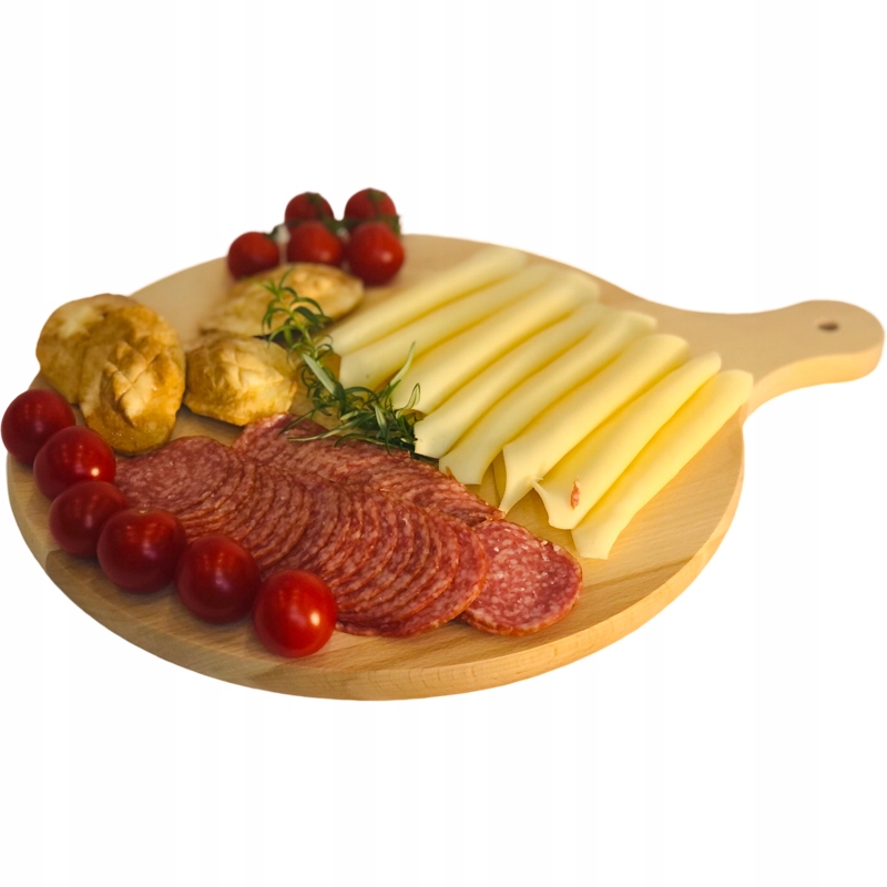 

Drewniana deska do pizzy do krojenia z rączką 35cm