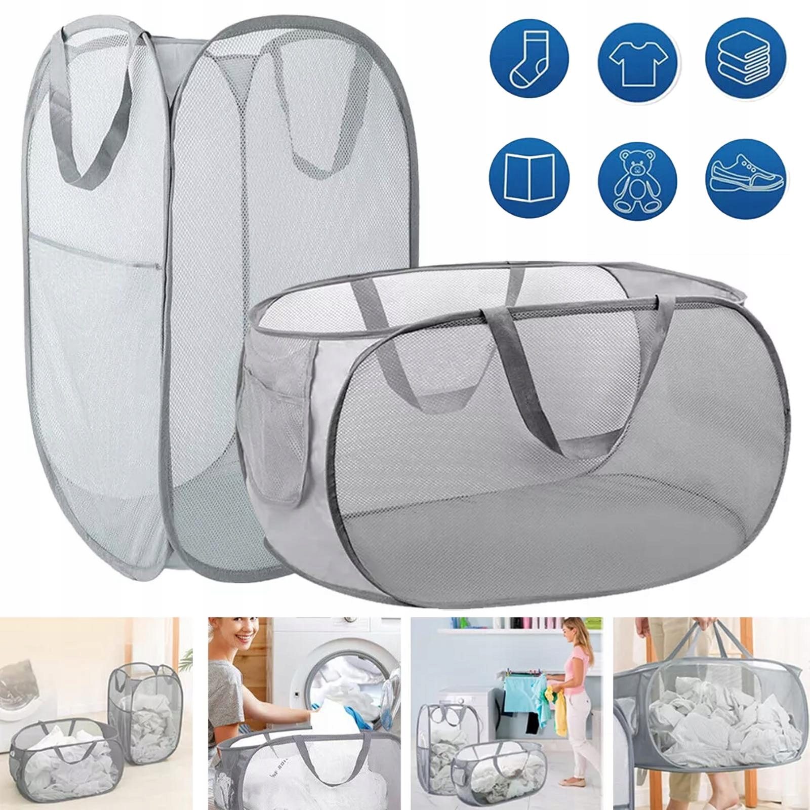 Levně Dva síťované koše na prádlo s voštinovým designem, skládací a lehké