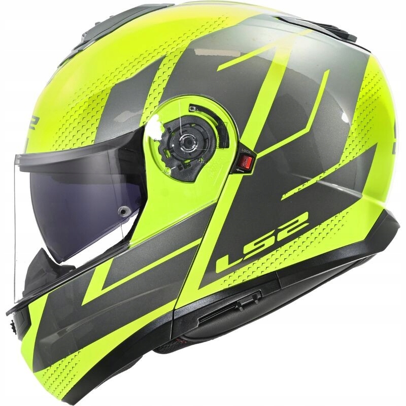 LS2 FF908 Strobe II Code H-v Yellow Grey kask szczękowy z blendą XXL