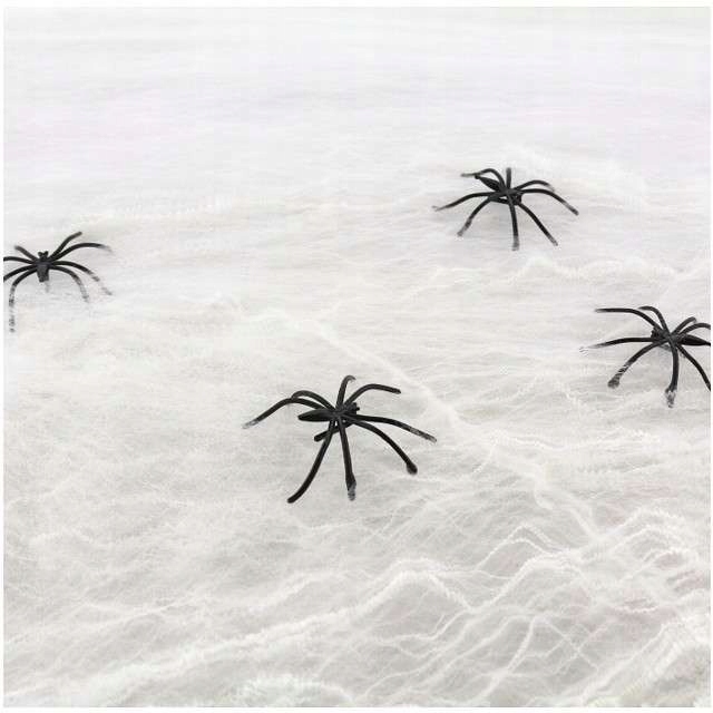 PAJĘCZYNA na Halloween BIAŁA 4 pająki dekoracja XL