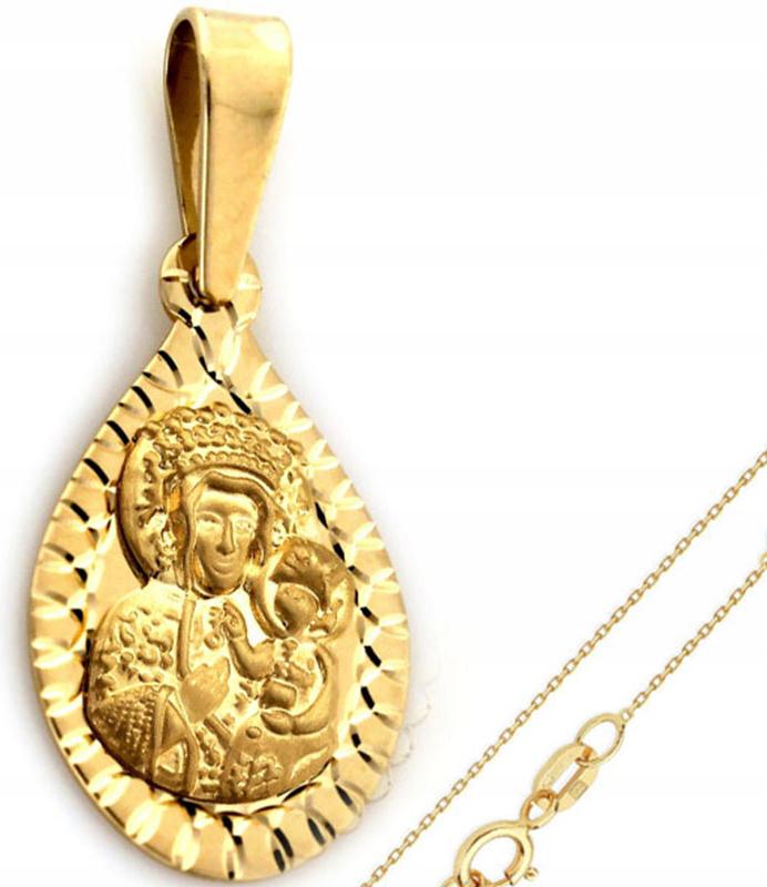 Zlatý komplet šperků 585 kapka na křtiny svatý set jako dárek 14k