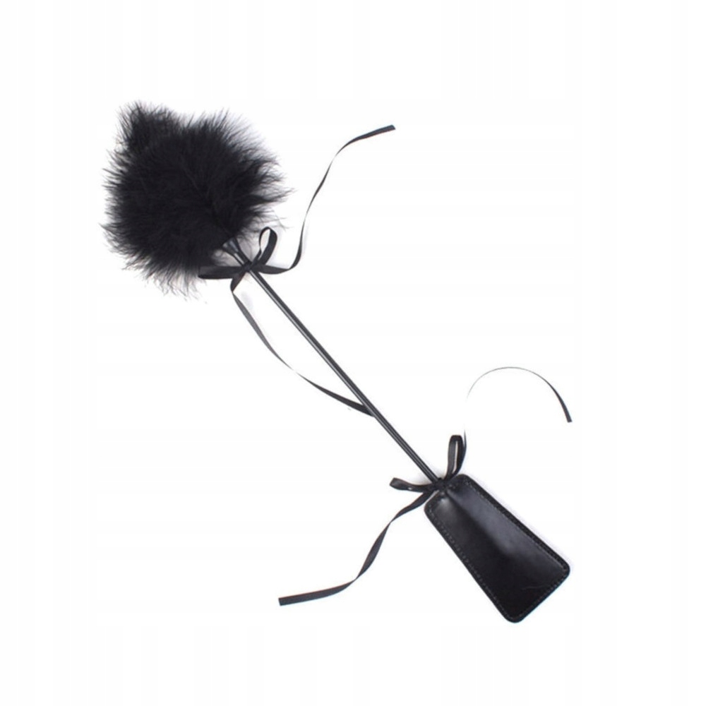 CZARNA SZPICRUTA I PIÓRKO DO ŁASKOTANIA BDSM