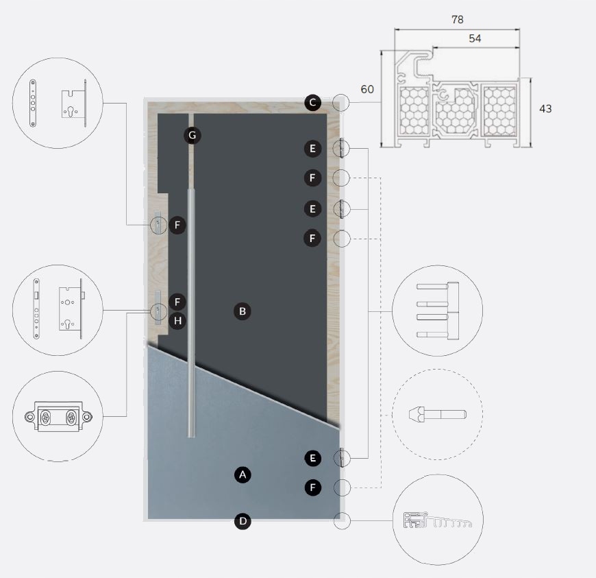 DRZWI Z DOŚWIETLEM ZEWNĘTRZNE NAWIS 72MM 160CM Szerokość drzwi 160 cm