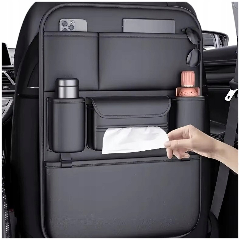 Organizer Samochodowy Do Auta Na Fotel Zagłówek Wieszaki Skóra Pu Jakość XL