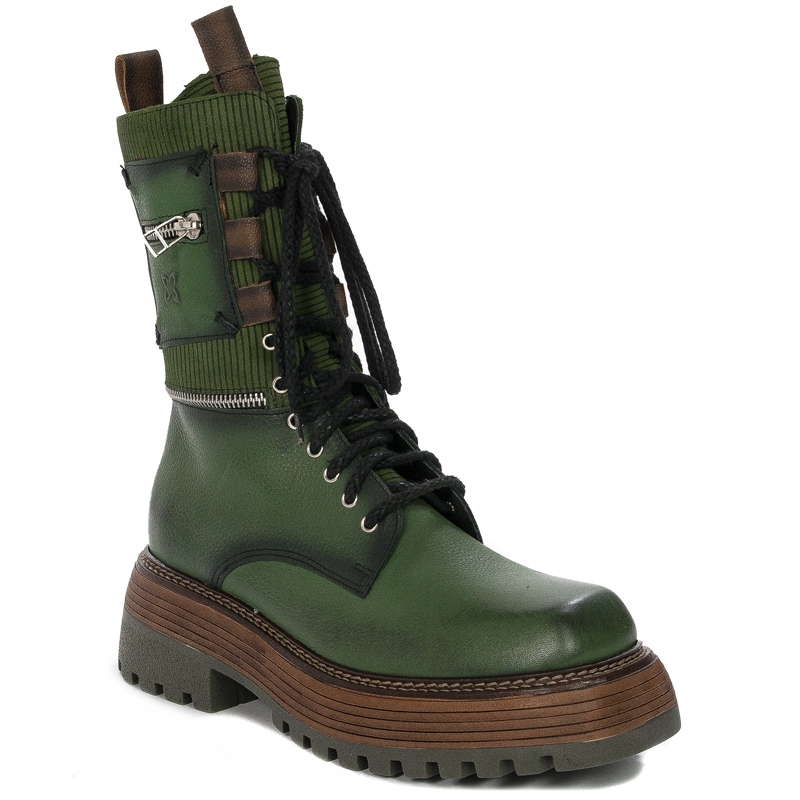 Botki workery Maciejka 06138-09 skóra zielone r.37
