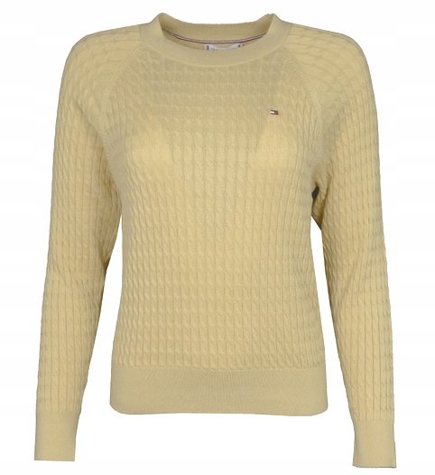 Tommy Hilfiger dámský svetr, bavlněný, copánkový, béžový, L