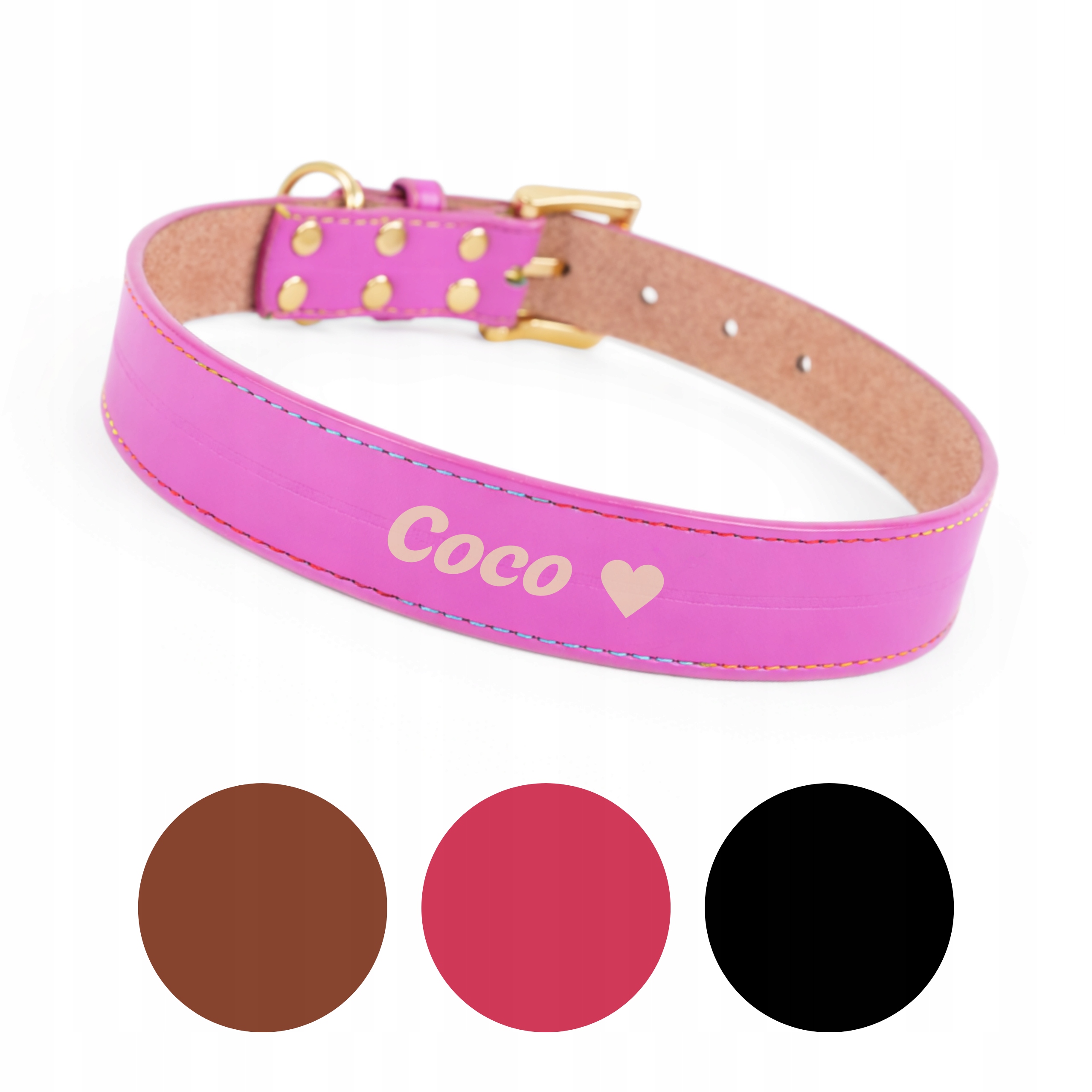 Levně Obojek pro psa Silný nastavitelný kožený s gravírováním různé barvy S