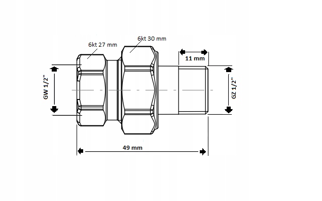 ŚRUBUNEK 1/2" MOSIĄDZ PROSTY CZARNY O-RING Kod producenta CZARNY MAT O-RING