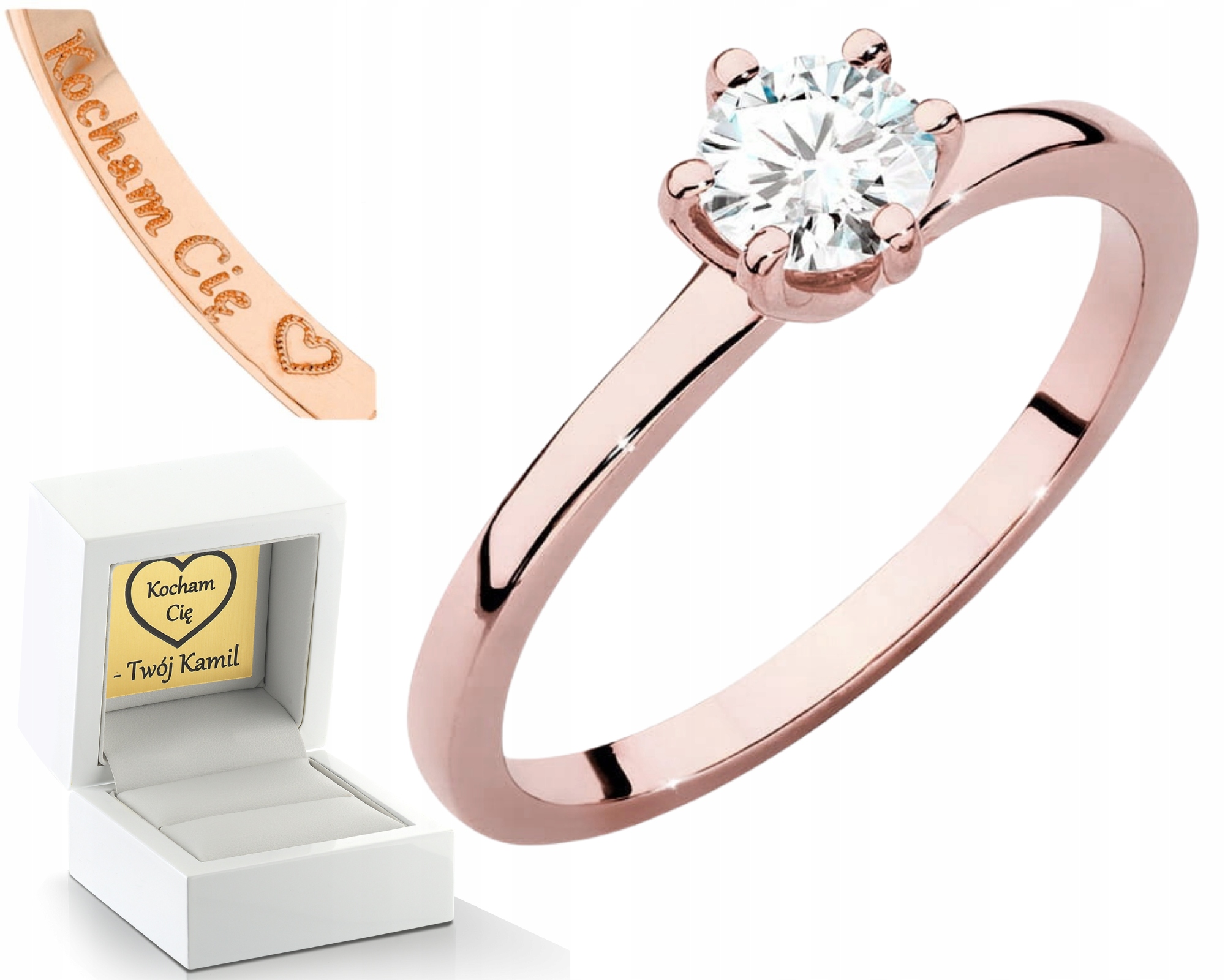 Růžový Prstýnek Prsten S Diamantem A Laboratoriálem