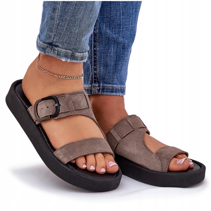 Nazouváky Dámské Přírodní Kůže Platforma Spona Zazoo 3024 Hnědá 40