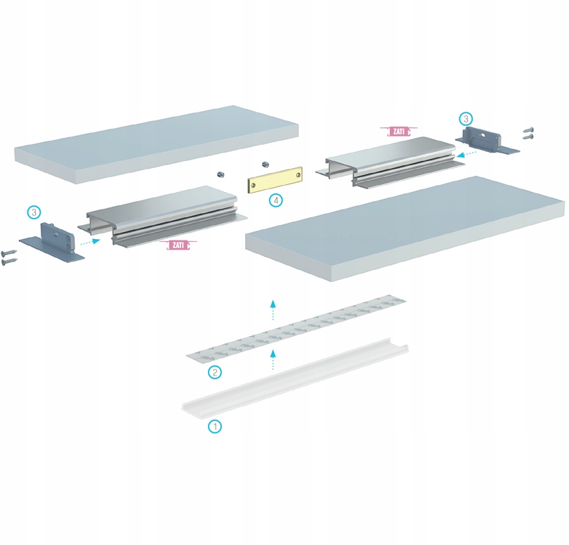 PROFIL LED ZATI BIAŁY 1M do PŁYT GK z KLOSZEM Typ profil do LED