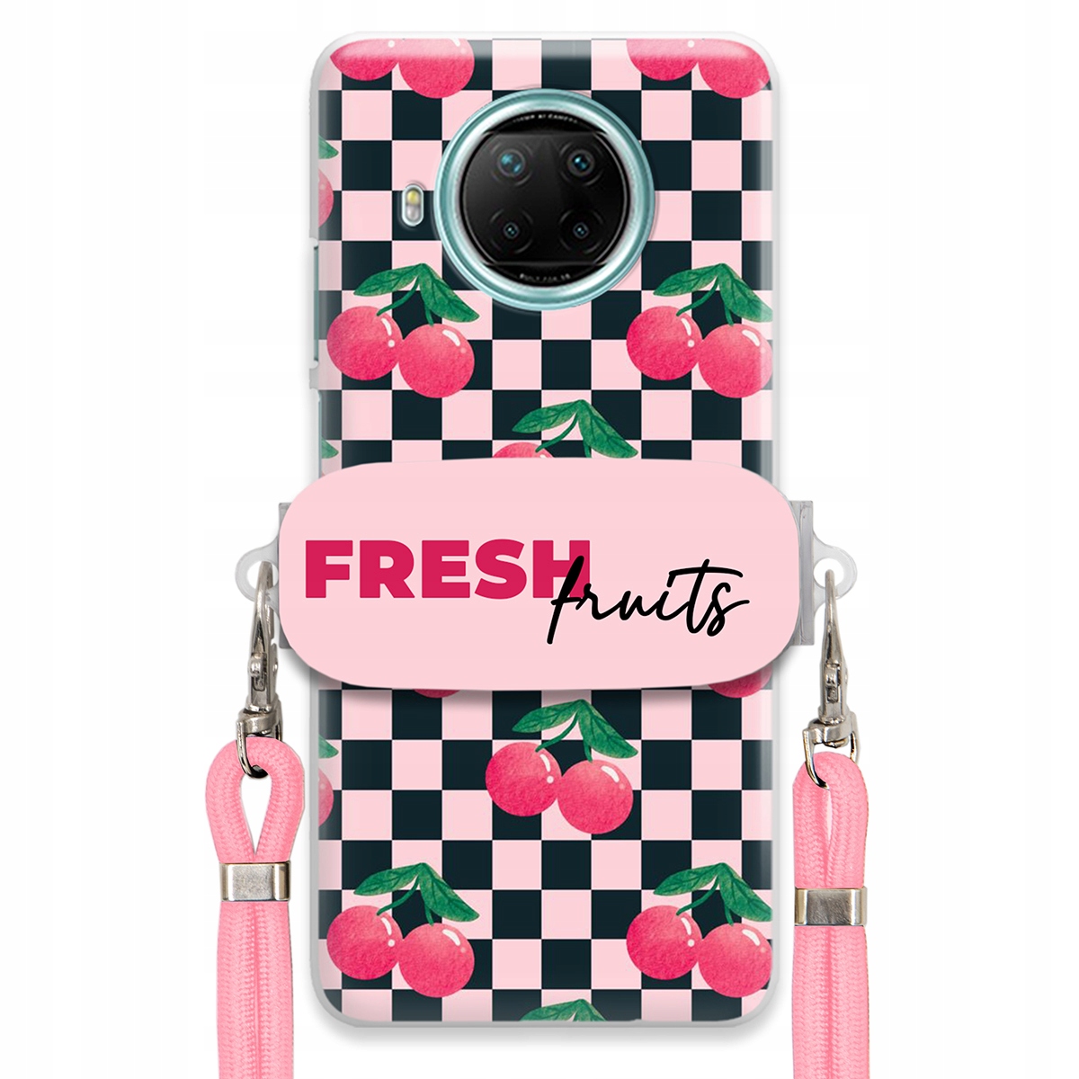 Pouzdro pro Xiaomi Redmi Note 9 5G Růžové vodítko Držák Praktické Fresh Fruits