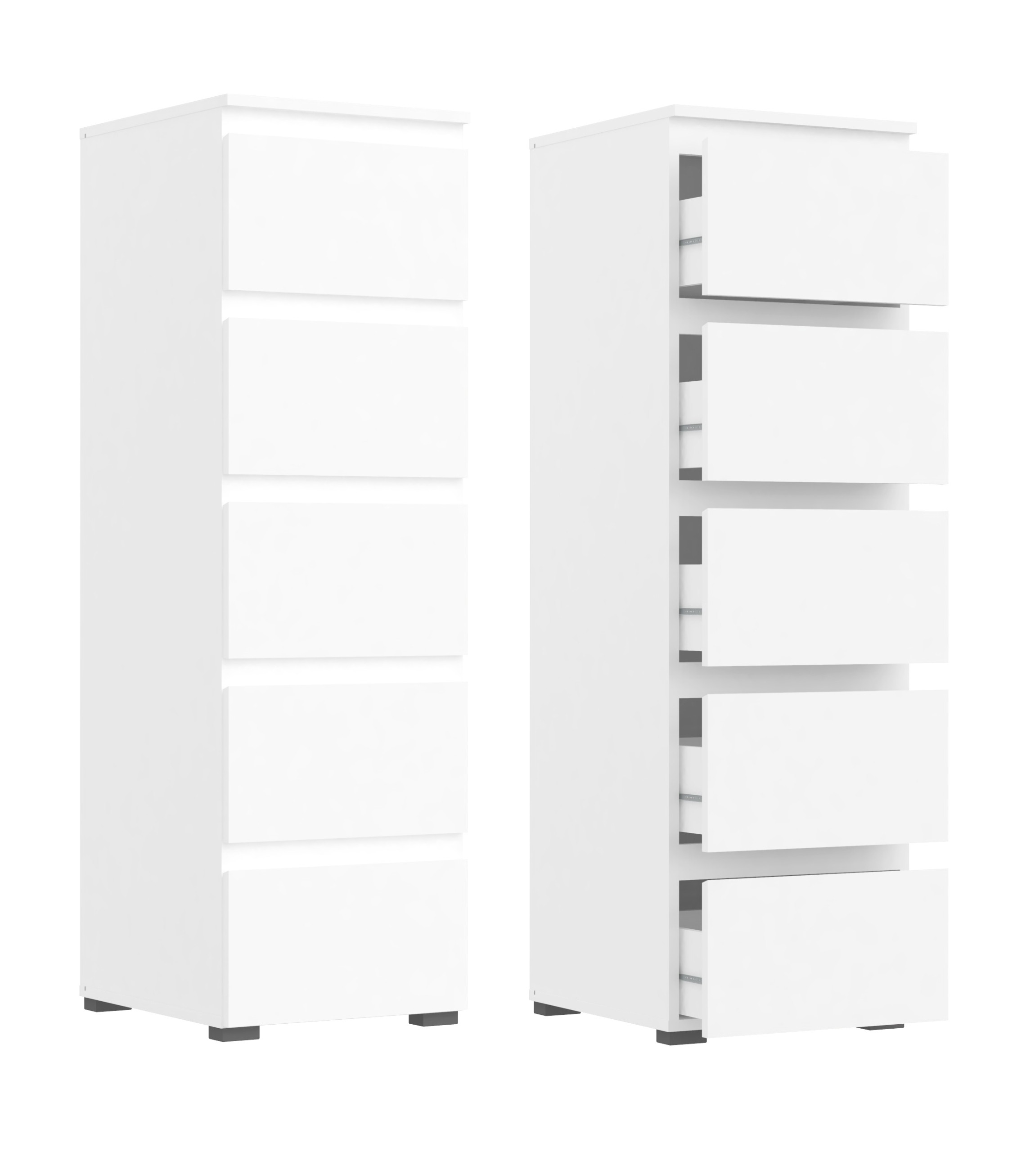 

Komoda Z Szufladami Szafka 5S Biała 40 CM