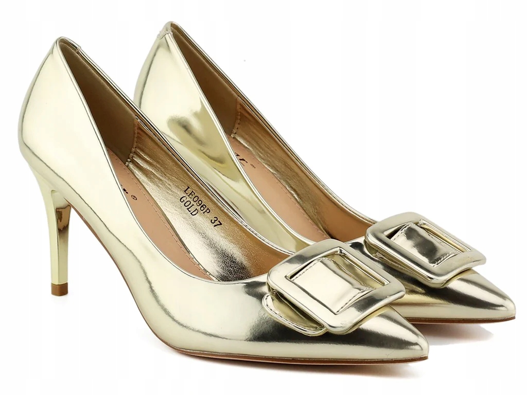 Buty Szpilki Lśniące Złotem 41
