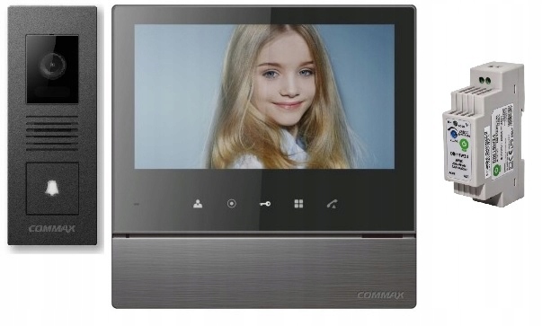 Wideodomofon Kamera Commax DRC-4PIP Monitor CDV-70H DC Dark Silver zasilacz
