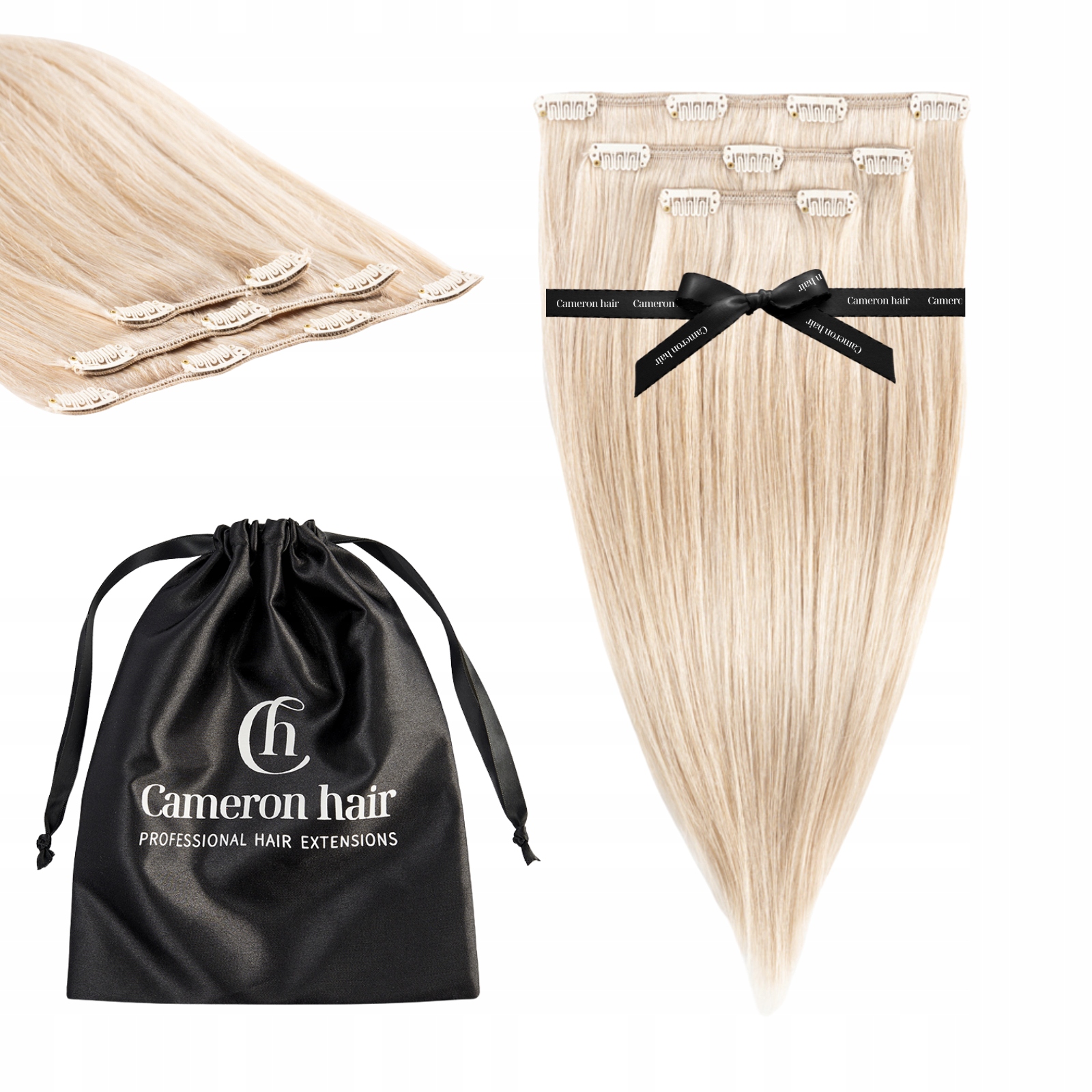 Přírodní vlasy Clip In 43 cm 3 pásky 60 g #silver chladný blond