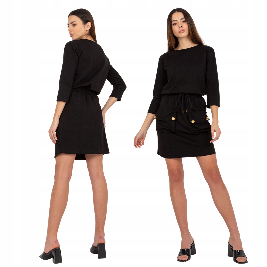 Sportovní Mini šaty s kapsami, černé vel. XL